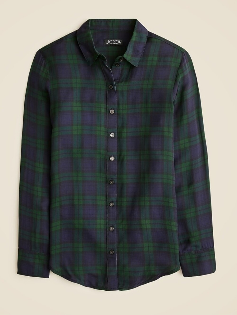 NWT J.Crew Blackwatch Plaid Silky Button-Up Shirt Sz S